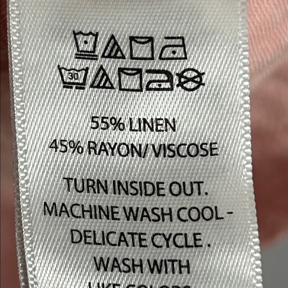 Cynthia Rowley Lagenlook Linen Long Sleeve V Neck Button Front Top 3X Soft Pink - Picture 13 of 14